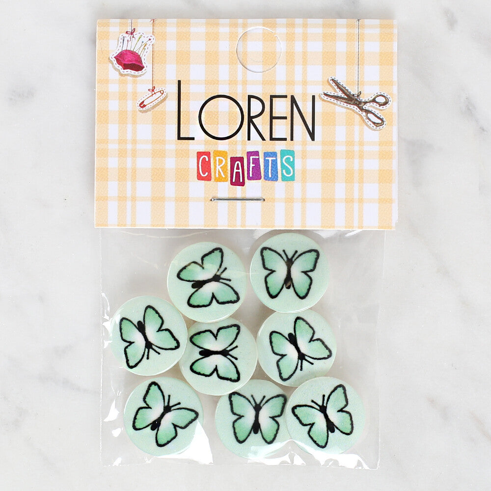 Loren Crafts 8'li Kelebek Düğme - 1217